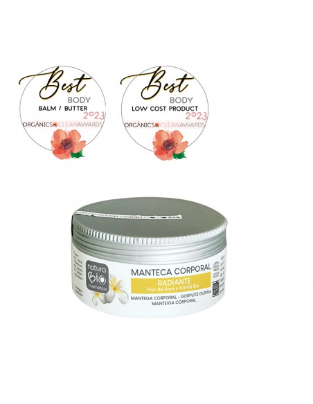 Manteca corporal Radiante NaturaBIO Cosmetics disponible en Naturcosmetika.  Premio Orgànics Magazine cosmética natural.