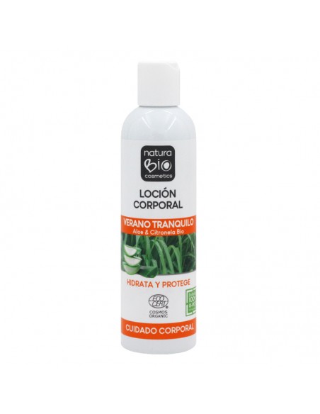 Loción corporal Verano tranquilo 250 ml NaturaBIO Cosmetics disponible en Naturcosmetika. Loción corporal Verano tranquilo 250 ml NaturaBIO Cosmetics disponible en Naturcosmetika.
