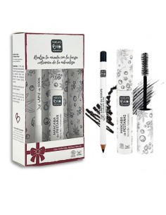 Caja regalo dúo maquillaje con lápiz de ojos y máscara de pestañas natural de color negro