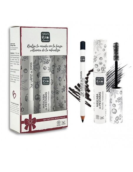 Caja regalo dúo maquillaje con lápiz de ojos y máscara de pestañas natural de color negro