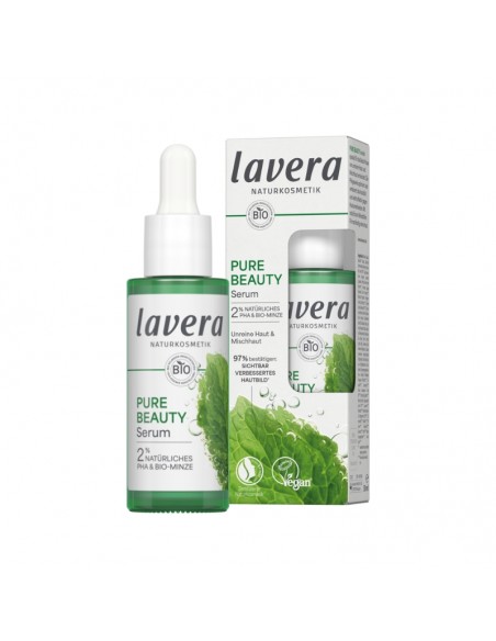 Serum facial Pure Beauty Lavera con menta Bio para piel mixta