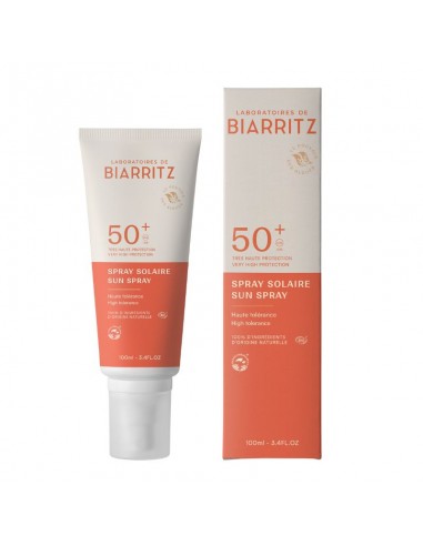 Srpay solar cara y cuerpo SPF50+ de 100 ml de Laboratoires de Biarritz. Protección solar natural disponible en Naturcosmetika.