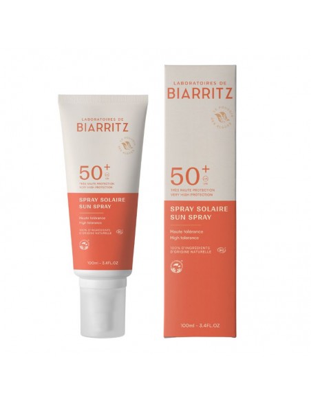 Srpay solar cara y cuerpo SPF50+ de 100 ml de Laboratoires de Biarritz. Protección solar natural disponible en Naturcosmetika.