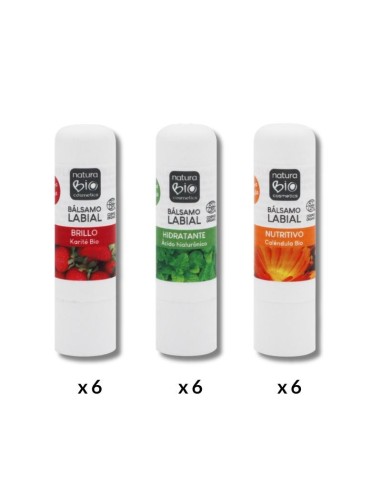 DISPLAY BÁLSAMOS LABIALES PLÁSTICO 18 uds NATURABIO COSMETICS 10%
