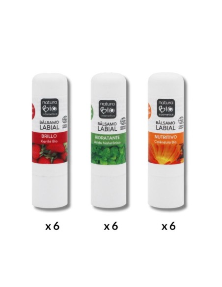 DISPLAY BÁLSAMOS LABIALES PLÁSTICO 18 uds NATURABIO COSMETICS 10%