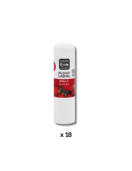 DISPLAY BÁLSAMO LABIAL BRILLO PLÁSTICO 18 uds. NATURABIO COSMETICS 10%