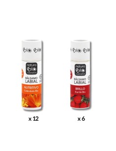DISPLAY BÁLSAMOS LABIALES CARTÓN 18 uds. NATURABIO COSMETICS 10%