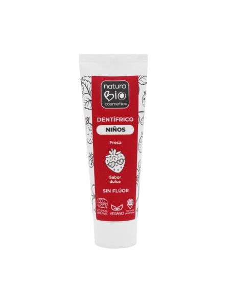 Dentífrico niños fresa de NaturaBIO Cosmetics disponible en Naturcosmetika.