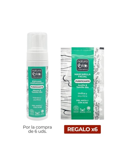 KIT 6 uds ESPUMA LIMPIADORA + 6 uds MASCARILLA FACIAL NATURABIO