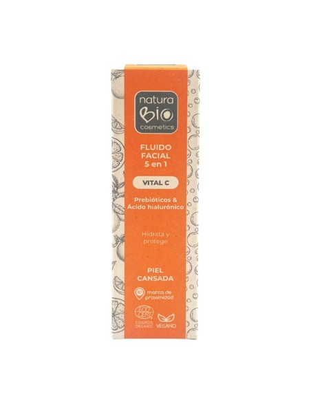 FLUIDO FACIAL 5 EN 1 VITAL C PREBIOTICOS & ACIDO HIALURONICO NATURABIO COSMETICS