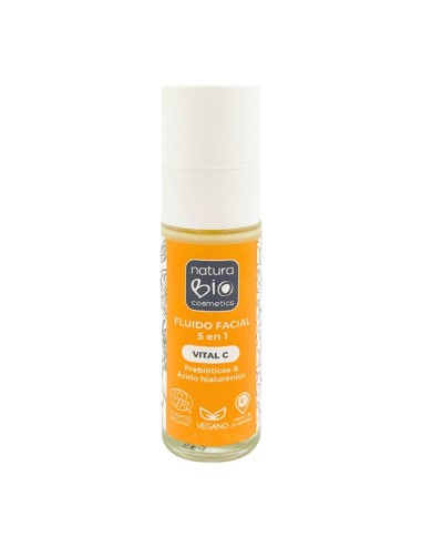 FLUIDO FACIAL 5 EN 1 VITAL C PREBIOTICOS & ACIDO HIALURONICO NATURABIO COSMETICS