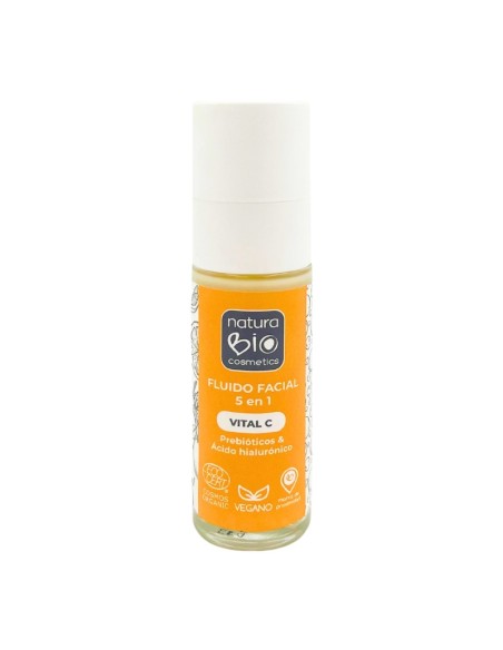 FLUIDO FACIAL 5 EN 1 VITAL C PREBIOTICOS & ACIDO HIALURONICO NATURABIO COSMETICS