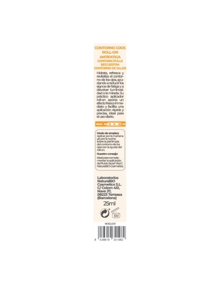 CONTORNO OJOS ANTIFATIGA VITAL C PREBIOTICOS & ACIDO HIALURONICO NATURABIO COSMETICS