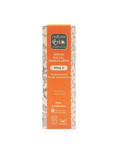 SERUM FACIAL HIDRATANTE VITAL C PREBIOTICOS & ACIDO HIALURONICO NATURABIO COSMETICS